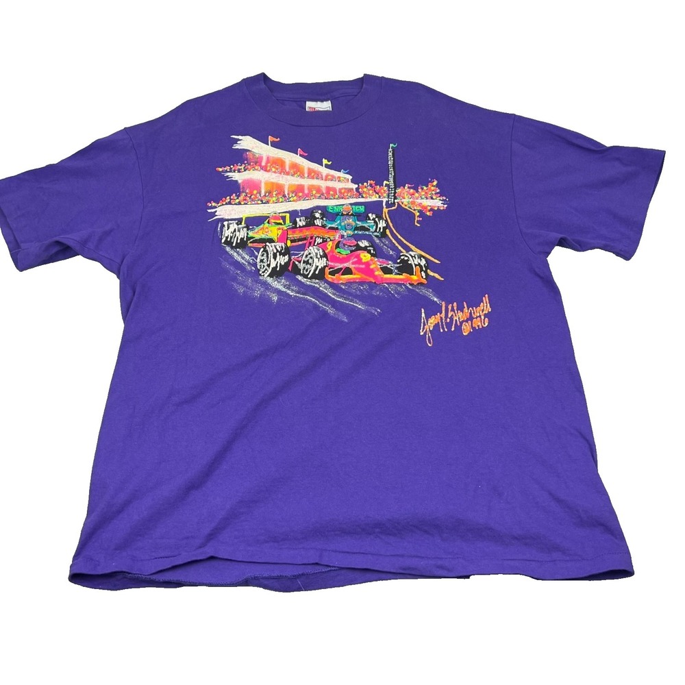 VTG 1996 Indycar T-Shirt Indianapolis 500 Glitter Accent Painted Jerry Studwell